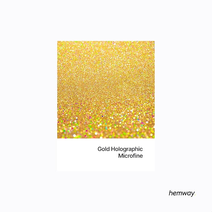 Hemway Polyurethane & Epoxy Resin Glitter 100g / 3.5oz Metallic Crystal Flake Additive for Flooring Jewelry Tumblers Glass Pigment - Microfine (1/256" 0.004" 0.1mm) - Gold Holographic