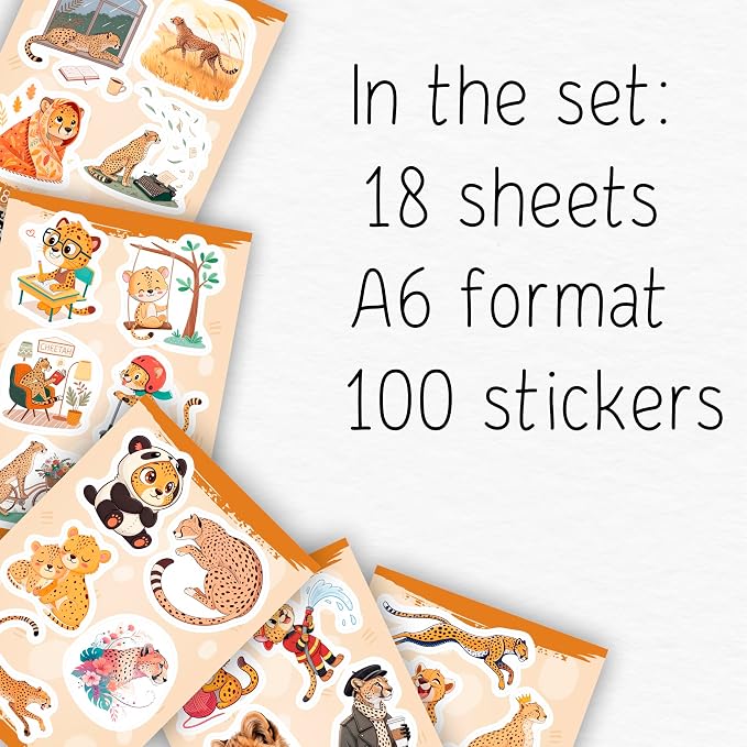 100Pcs Cheetah Stickers for Water Bottle, Laptop - Image 2
