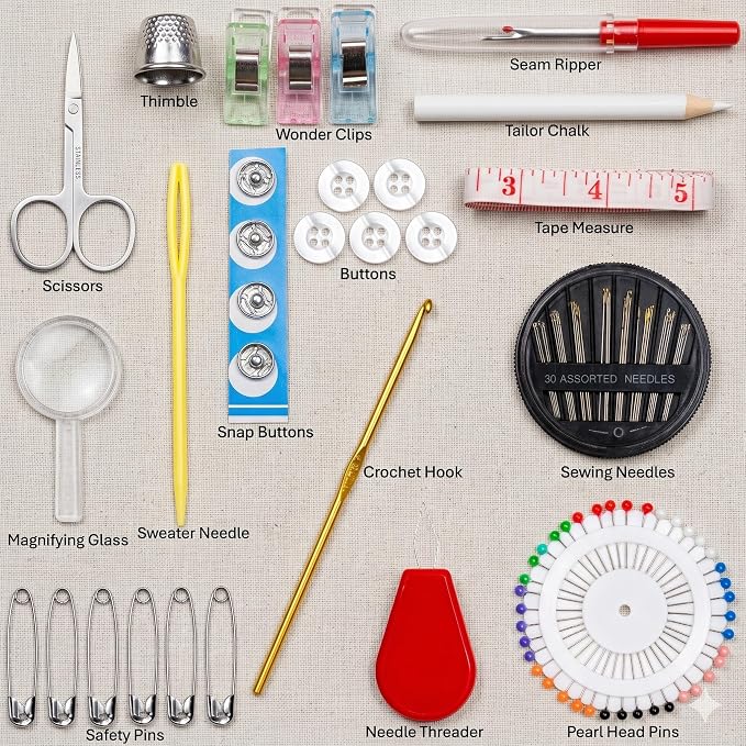 142-Piece Travel Sewing Kit for Adults & Kids, Small Needle & Thread Kit | Mini - Image 4