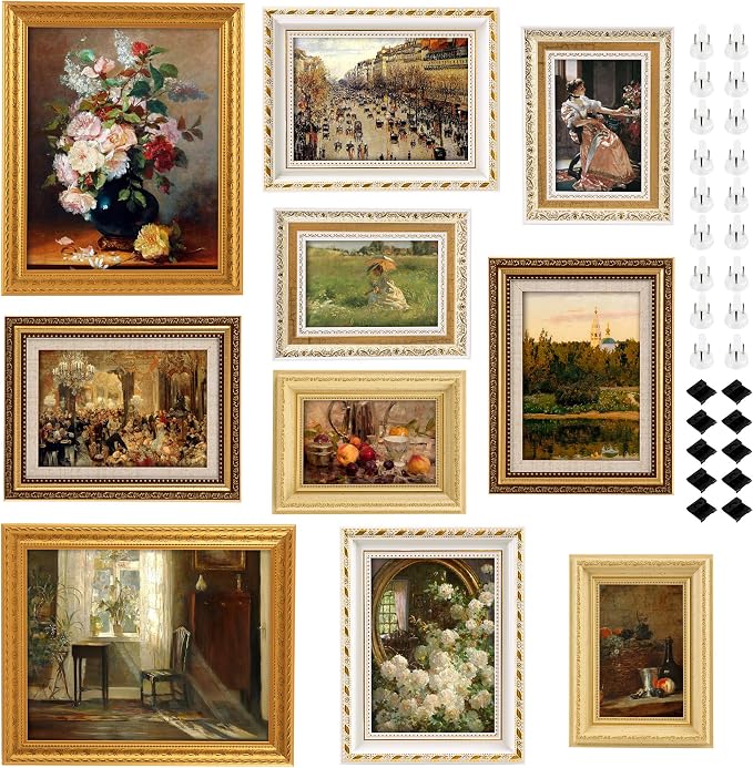 10-Pack Gold Vintage Picture Frames Set, Antique Gallery Wall Frame Set | Wall by Unknown