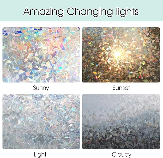 STATINT Stained Glass Privacy Film, UV Blocking Rainbow Static Cling - Image 7