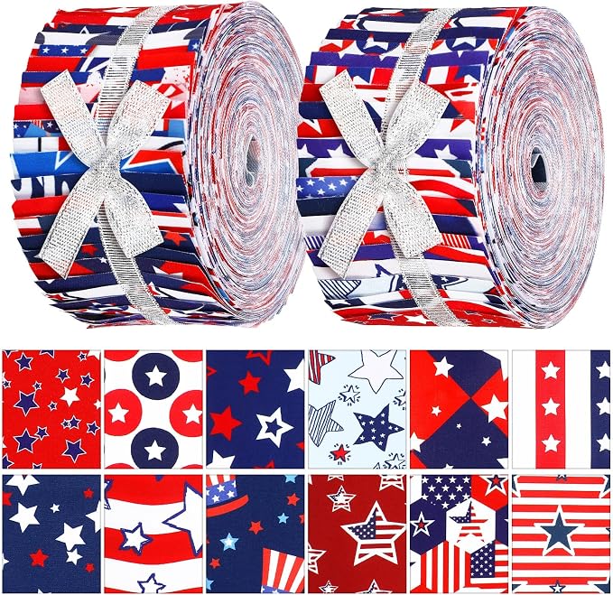 Hosuly 40 Pcs Red White Blue Stars Jelly Fabric by Hosuly