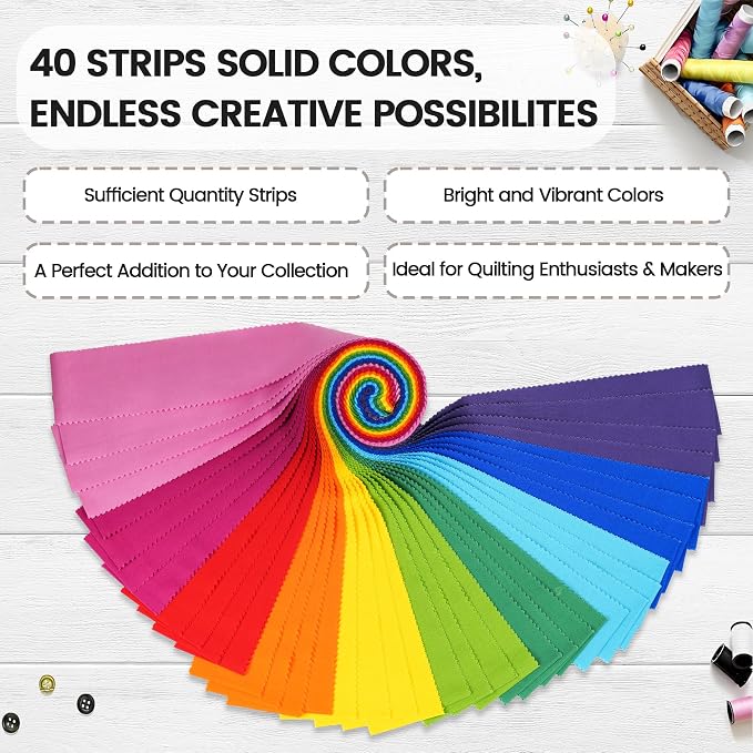 Craftido-20 Options-100% Cotton Jelly Roll Fabric Precut Strips - Image 3