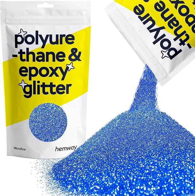 Hemway Polyurethane & Epoxy Resin Glitter 100g / 3.5oz Metallic Crystal Flake Additive for Flooring Jewelry Tumblers Glass Pigment - Microfine (1/256" 0.004" 0.1mm) - Sapphire Blue