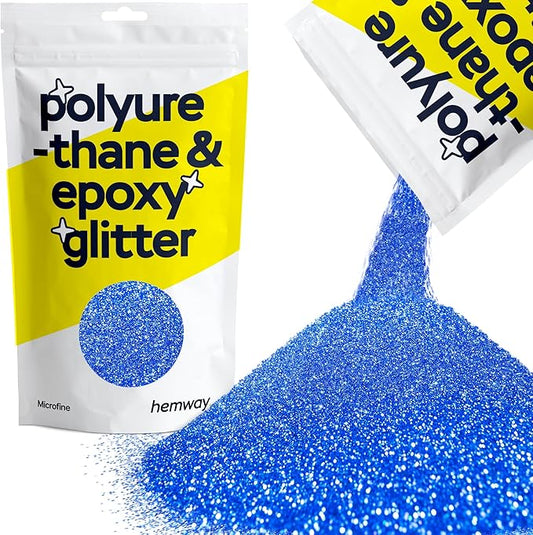 Hemway Polyurethane & Epoxy Resin Glitter 100g / 3.5oz Metallic Crystal Flake Additive for Flooring Jewelry Tumblers Glass Pigment - Microfine (1/256" 0.004" 0.1mm) - Sapphire Blue