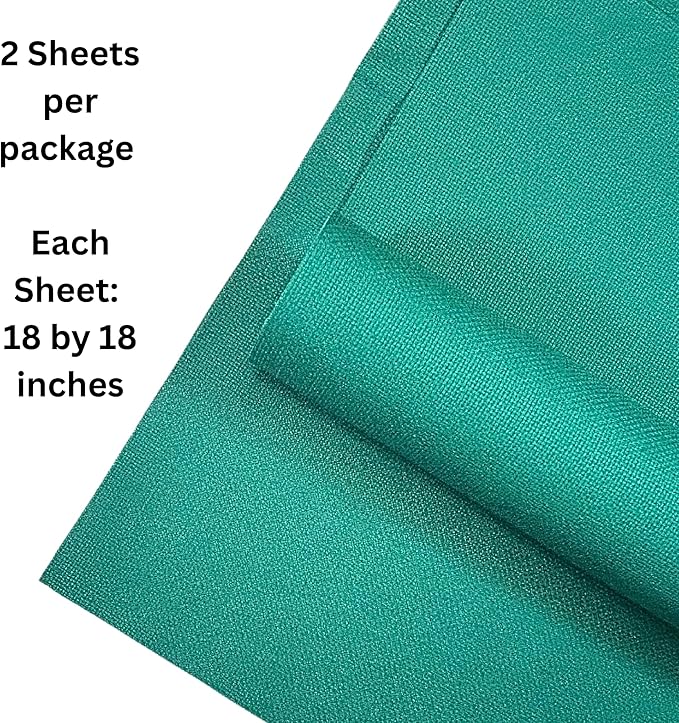 2 Sheets of Green 14 Count Aida Cloth – 18 x 18 Inch Pre-Cut Fabric Squares – Cross Stitch Fabric – 100% Cotton – Ideal for Needlework & Embroidery – The Knotty Unicorn