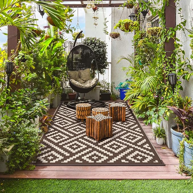 GENIMO Outdoor Rug for Patio Clearance, Reversible Plastic Straw Rugs for RV - Image 4