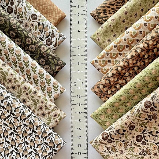60-Piece Neutral Nature Patchwork Cotton Fabric Squares – 8×8 inch, 100% Cotton - Image 6