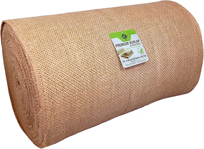 14" x 50yd NO-FRAY Burlap Roll ~ 15 - 25 Table Runners ~ Natural Long Fabric with Finished Edges. Perfect for Weddings, Placemats, Crafts. Decorate Without The Mess!