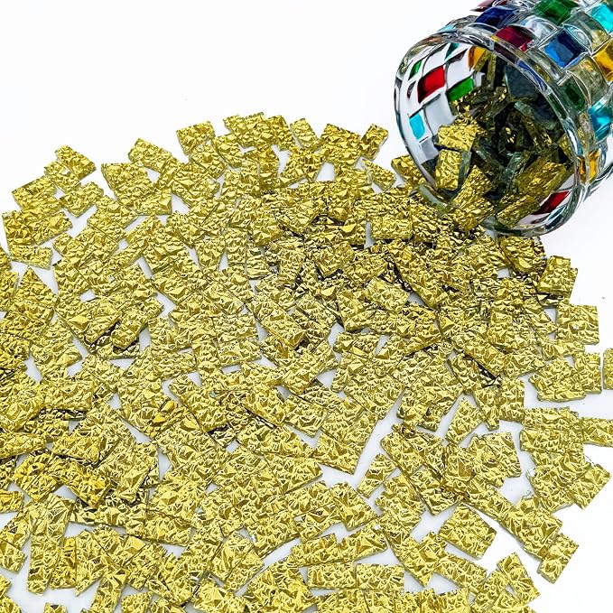 LITMIND 1.1LB Glod Textured Irregular Glass Mosaic Tiles - Image 6