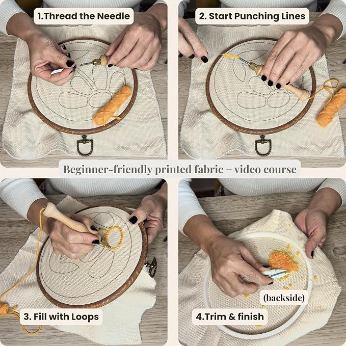 Zyrose Punch Needle Kit for Beginners & Adults, Printed Fabric, 3 - Image 9