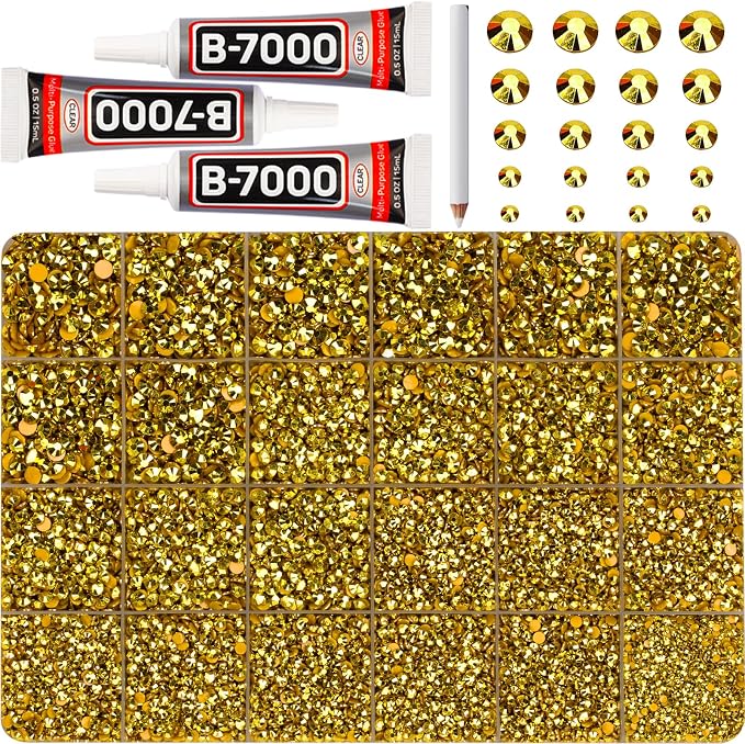 32000Pcs Metallic Gold Rhinestones by Worthofbest