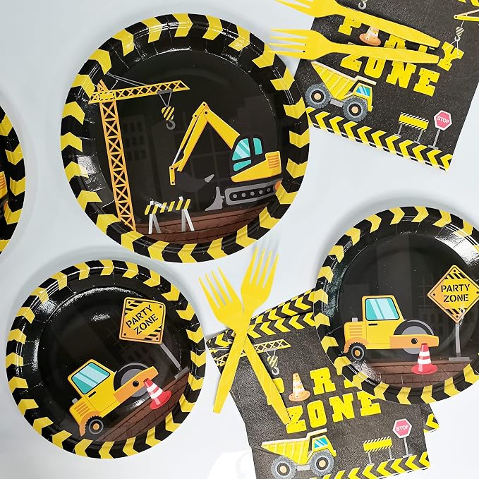 96pcs Construction Birthday Party Supplies Construction Theme Paper Plates and - Image 5