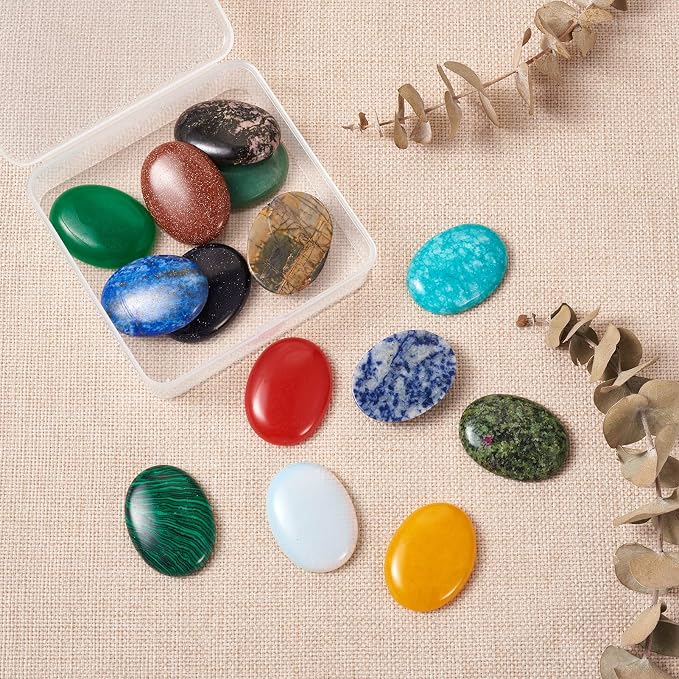 Beadthoven 14pcs 14 Styles Oval Stone Cabochons Mix Natural Gemstone Beads Cabs - Image 4