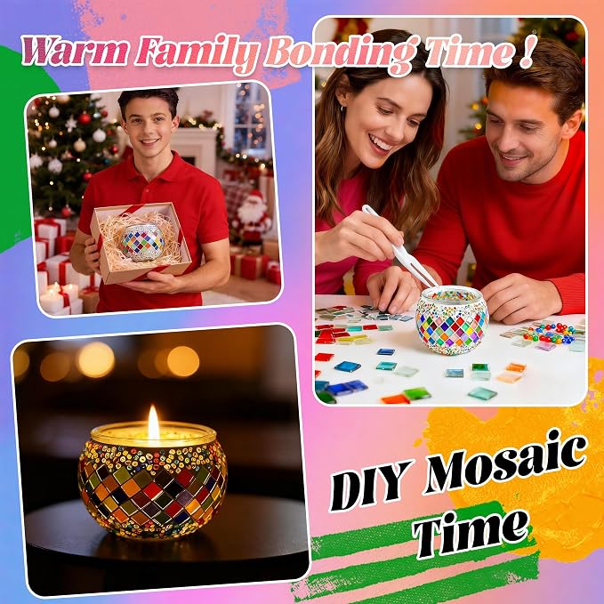 Joyclub DIY Mosaic Candle Holder Kit Mosaic Kits - Image 5