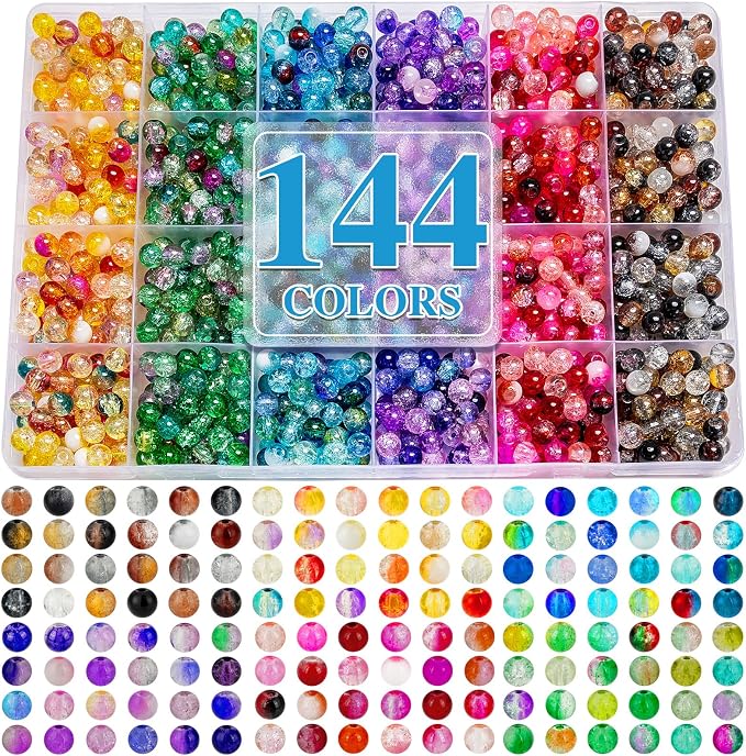 XSEINO About 144 Colors 1200PCS 6mm Glass Beads Bracelet Making Set, 6 Styles by XSEINOiscreating%EF%BC%81