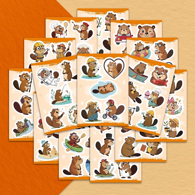 100Pcs Beaver Stickers for Water Bottle, Laptop - Image 5