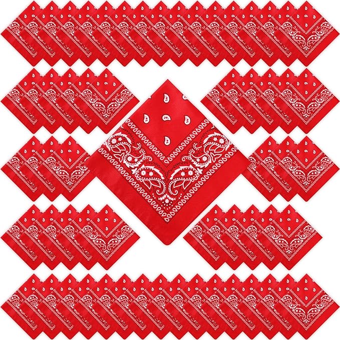 100 Pack Bandanas Unisex Paisley Bandanas Bulk Multi Purpose Cowboy Head Wrap by Handepo