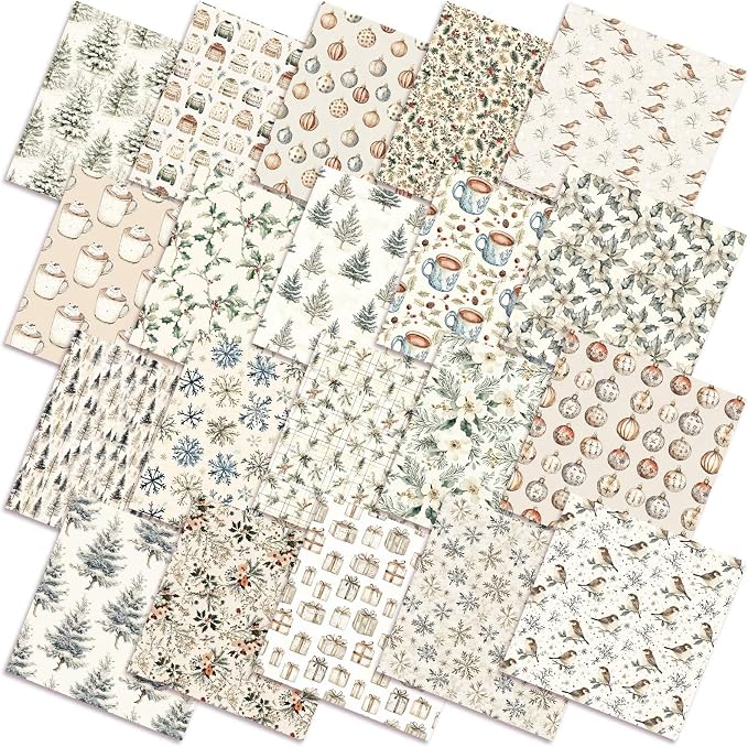 HunnmingRe 20 Pcs 10''x10'' Boho Christmas Quilting Fabric Square Woodland by HunnmingRe