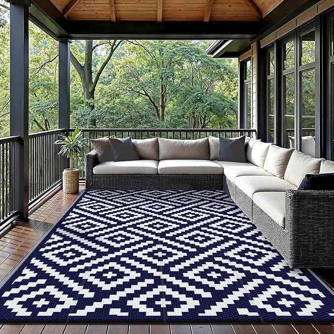 GENIMO Outdoor Rugs 8x10 Waterproof, Reversible Mats, Area Plastic Straw Rug - Image 2