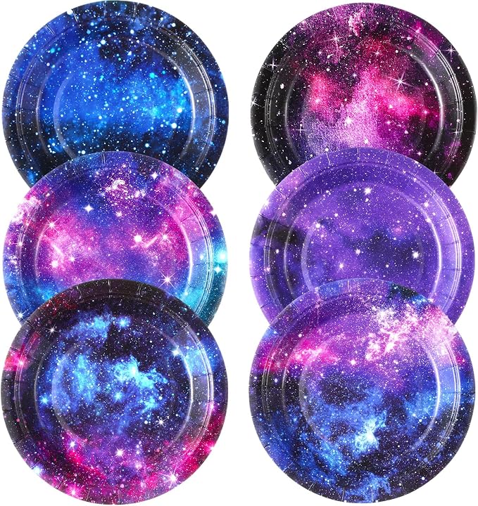 Funnymoom 60 Pcs 7 Inch Space Galaxy Paper Plates Outer Space Theme Birthday - Image 7