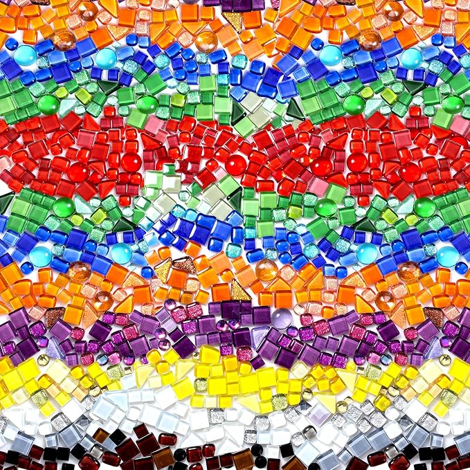 3200 Pcs Colorful Irregular Crystal Mosaic Tiles, 6.6lb Tiny Mosaic Tile DIY - Image 9
