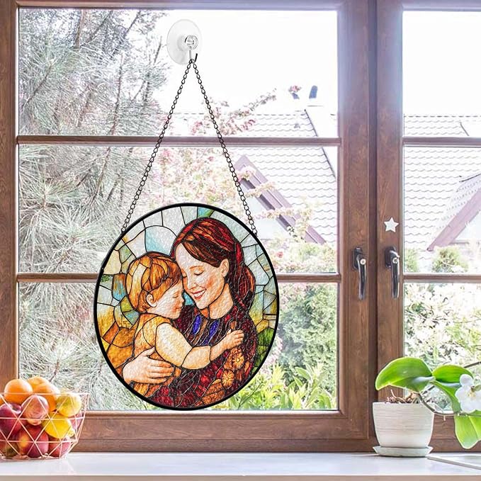 LOVELYPOD Custom Mom Faux Stained Glass Sun Catcher, Personalized Family - Image 5
