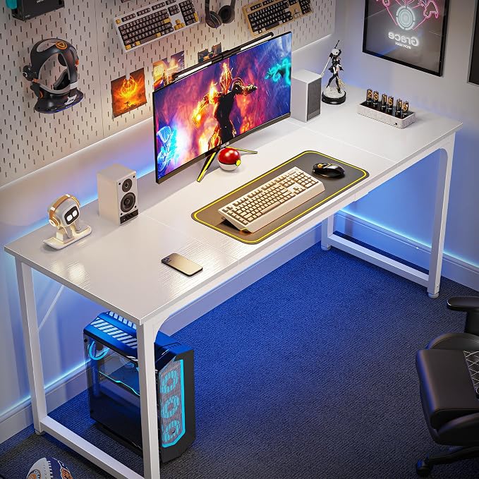 Huuger Computer Desk, 63 Inch Office Desk, Gaming Desk - Image 4