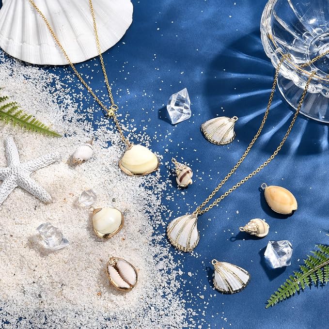 SUNNYCLUE 1 Box 24Pcs 6 Style Electroplate Spiral Seashells Charm Craft Charms - Image 5