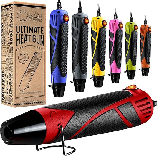 Heat Gun for Crafting, Mini Dual Temp Hot Air Gun Tool for Epoxy Resin, Shrink Wrapping, Vinyl Wrap, Embossing, Electronics, Candle Making, Sublimation, Phone Repair & DIY (Red/Black)