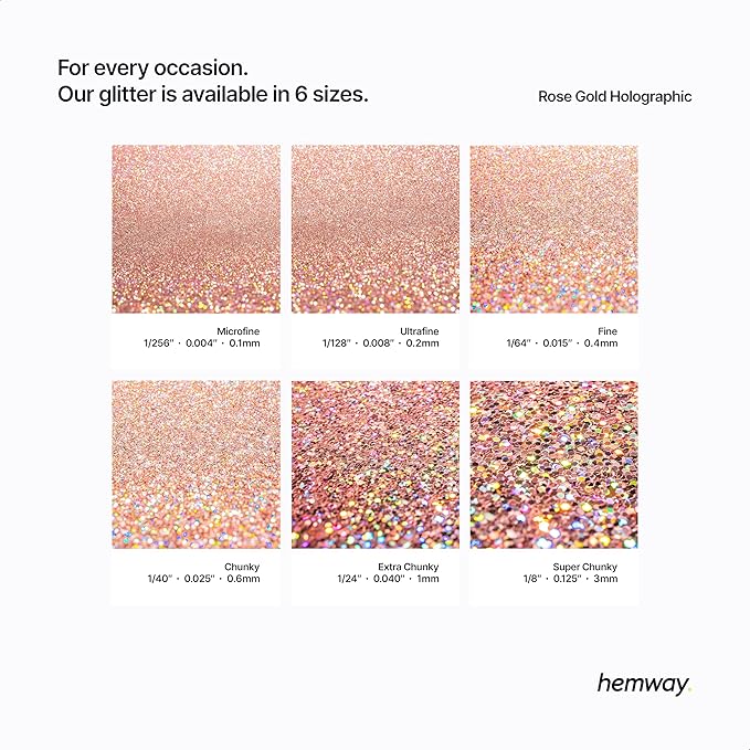 Hemway Polyurethane & Epoxy Resin Glitter for Arts, Crafts, Tumblers, Flooring, Woodwork, Decorating and Resin Projects 100g - Rose Gold Holographic