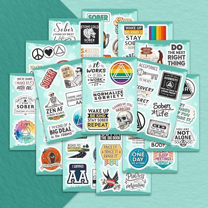 100Pcs Sobriety Stickers Bulk for Water Bottle, Laptop - Image 5