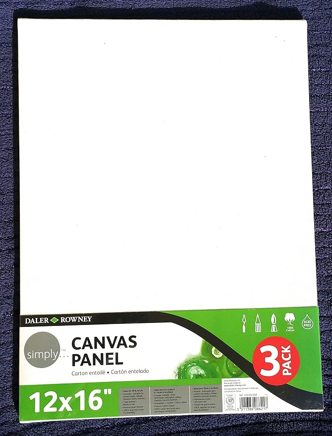 Daler-Rowney Simply Canvas Panel, 12x16 inches, 3 Pack by Unknown