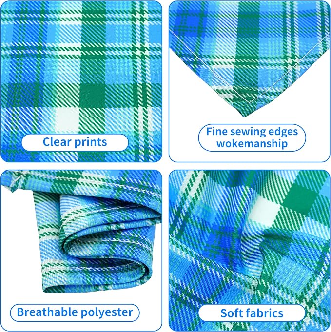 30 Pack Large Plaid Dog Bandanas Stitch Dog Bandana Bulk Reversible Print One - Image 3