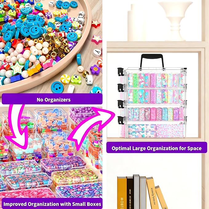 Stackable Bead Storage Organizer, 88 Small Plastic Containers - Image 7