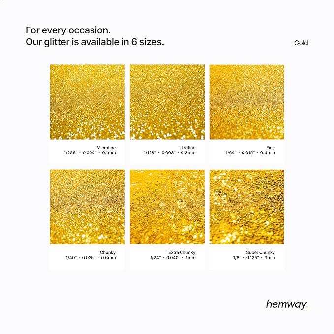 Hemway Polyurethane & Epoxy Resin Glitter 100g / 3.5oz Metallic Crystal Flake Additive for Flooring Jewelry Tumblers Glass Pigment - Microfine (1/256" 0.004" 0.1mm) - Gold