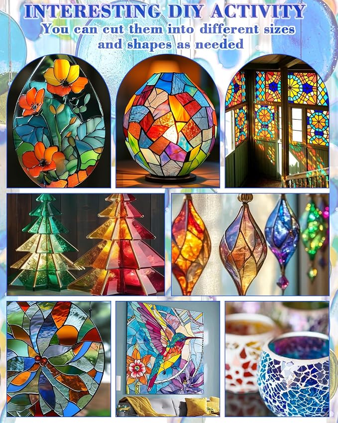 FIVEIZERO 24 Sheets Iridescent Stained Glass Sheets, 4x6 Inch Stained Glass - Image 6