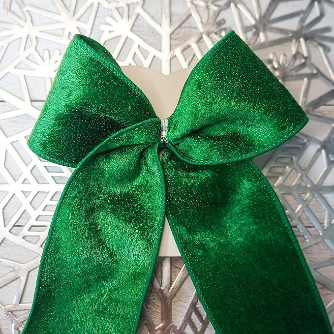 Green Velvet Ribbon 2.5 Inch x 10 Yards for Christmas Tree Topper Home Decoration Wreath Gift Wrapping DIY Craft