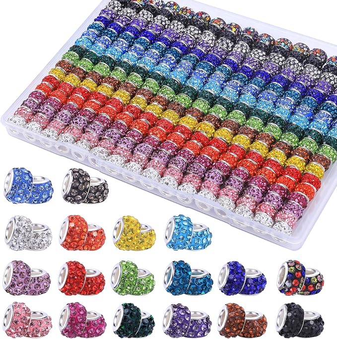 Aipridy European Large Hole Beads, Colorful Glass Charm Beads Set by AIPRIDY