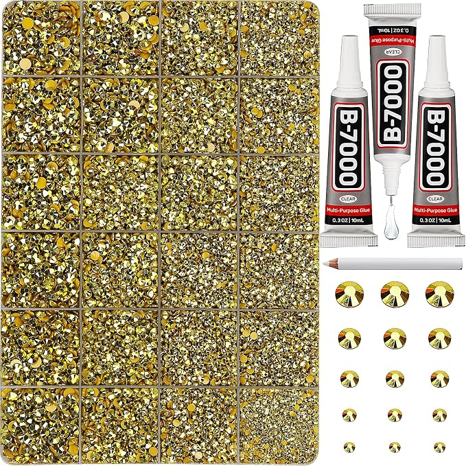 33000Pcs Metallic Gold Rhinestones by Worthofbest