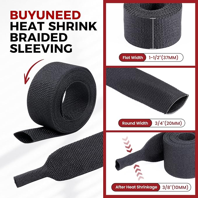 Heat Shrinkable Braided Sleeving 2:1 Ratio- Abrasion Protection Flexibility - Image 2