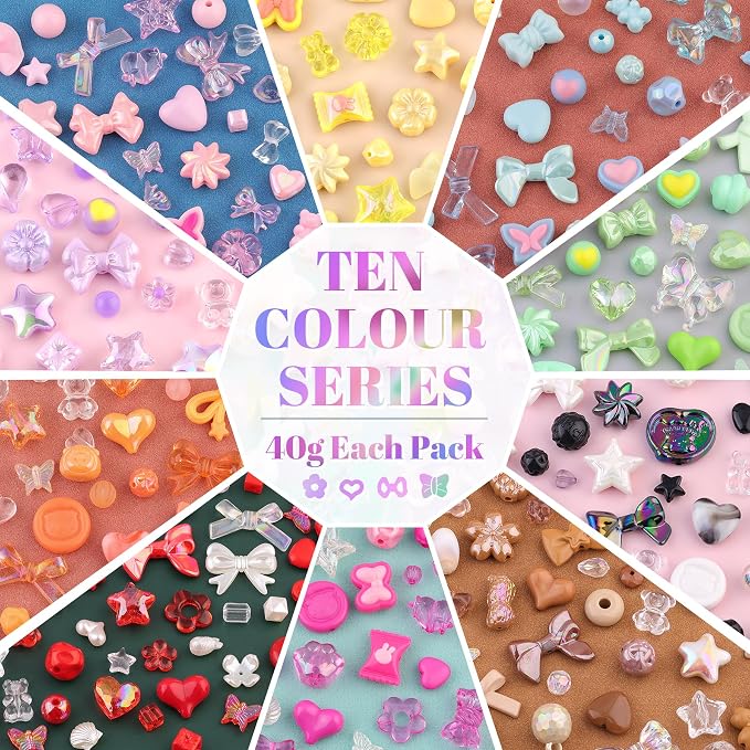 700-750PCS TINKRSTUFF Assorted 10 Colors Mixed Acrylic Beads - Image 3