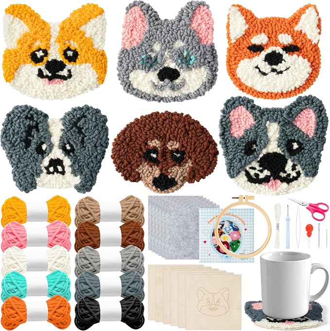 WATINC Puppy Punch Needle Coaster Kit by WATINC