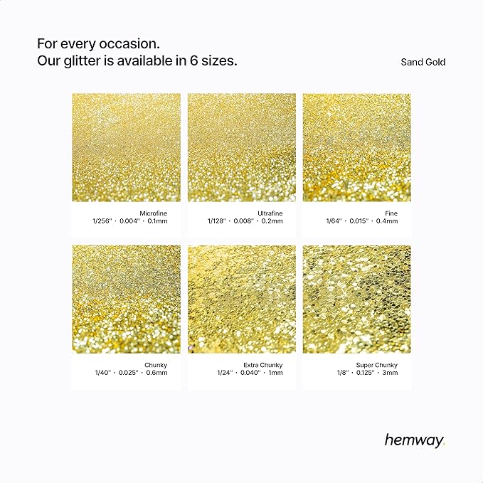 Hemway Polyurethane & Epoxy Resin Glitter 100g / 3.5oz Metallic Crystal Flake Additive for Flooring Jewelry Tumblers Glass Pigment - Fine (1/64" 0.015" 0.4mm) - Sand Gold