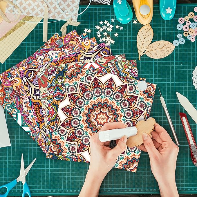 24 Sheets 12 Designs Scrapbook Paper Pad,6"×6” Single-Sided Decopodge Craft Cardstock Paper,Scrapbooking DIY Decorative Background Cardmaking Supplies.Datura