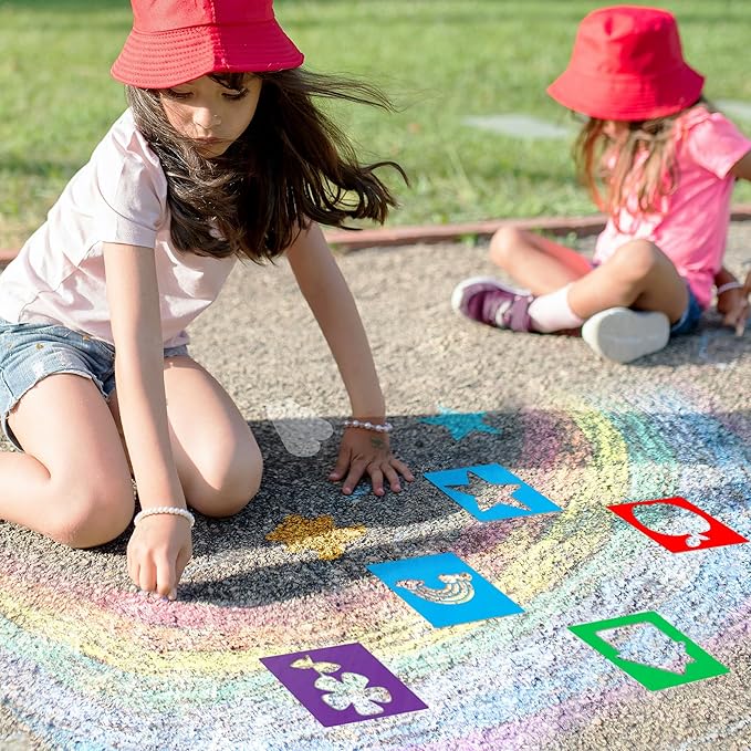 24 Pieces Stencils for Kids,Large Drawing Stencils Chalk Template,8 Inches Washable Shape Template Kit for Crafts,Painting Drawing for Kids Toddlers Preschool(Animal, 8 inch)