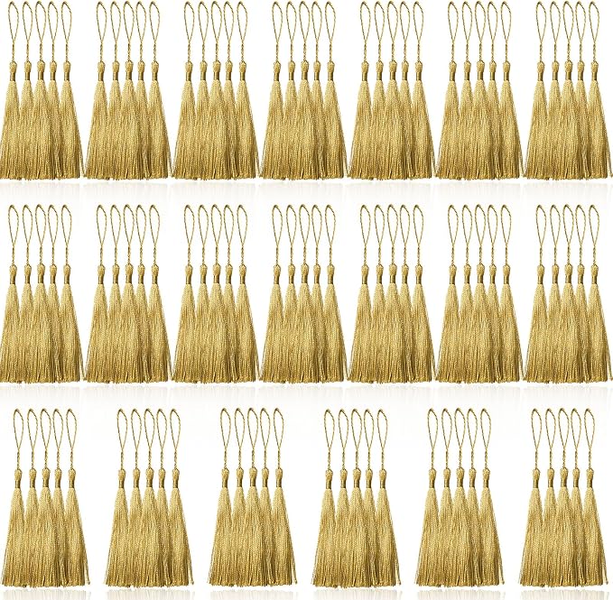 100 Pcs Gold Mini Tassels 13cm/5 Inch by CREATRILL