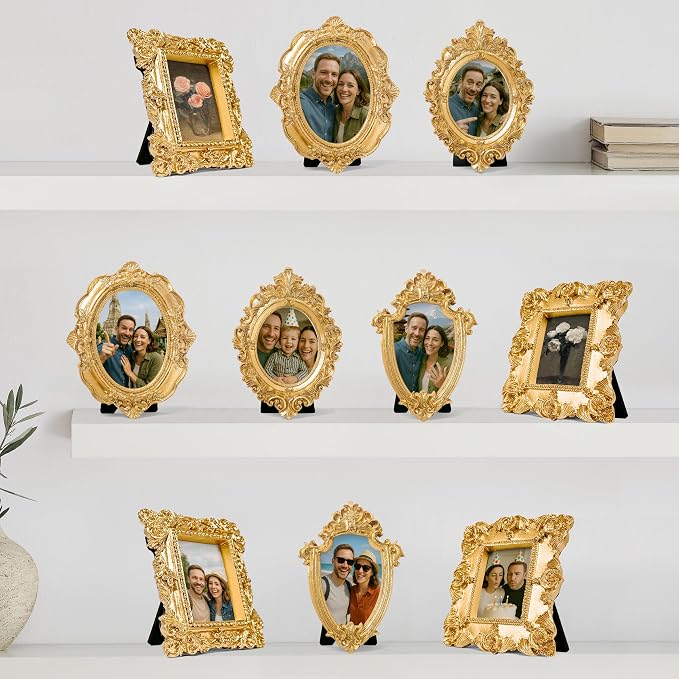 97 Decor Mini Gold Picture Frames, oval and rectangle shapes, by 97Decor