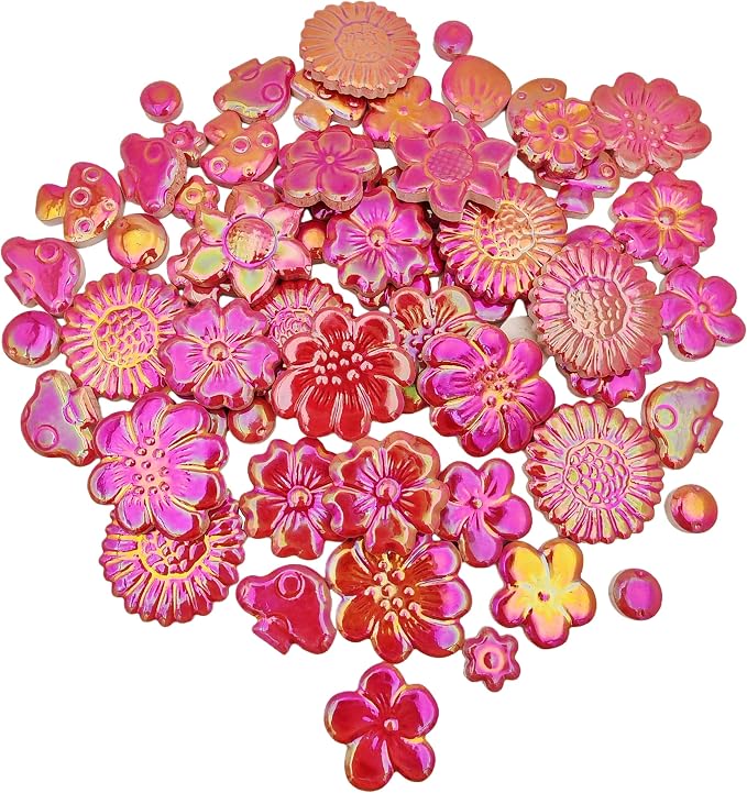 500g/1.1lb Ceramic Mosaic Tiles Mixed Shapes of Flowers, Mushrooms by Unknown