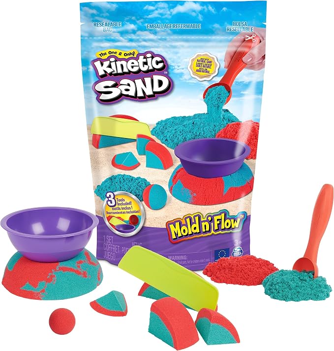 Kinetic Sand Mold n' Flow Set, Moldable Play Sand Sensory Toys, Ages 3+ | Squish by Unknown